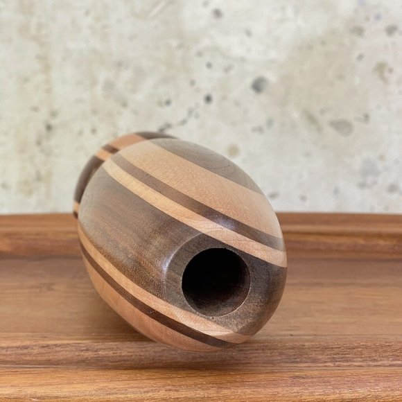 Pair Of Turned Wood Vases Handmade - Picture 4 of 6